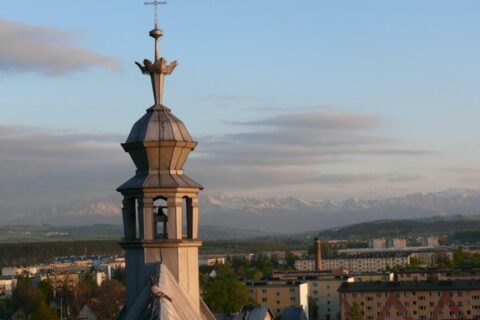 Widok z wieży kościoła NSPJ w Nowym Targu _1