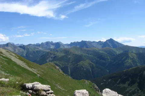 panorama Tatr z czerwonych wierchów