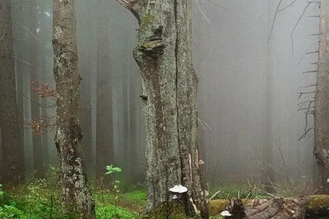 Beskid Żywiecki. Las we mgle