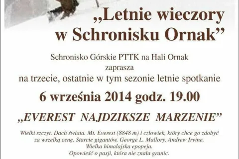 WIECZÓR GÓRSKI W SCHRONISKU PTTK NA HALI ORNAK
