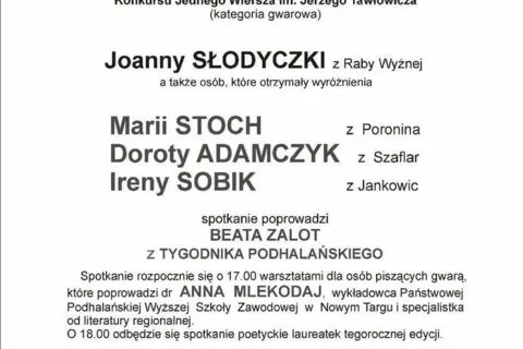 WIECZÓR POEZJI w Galerii Sztuki BWA JATKI