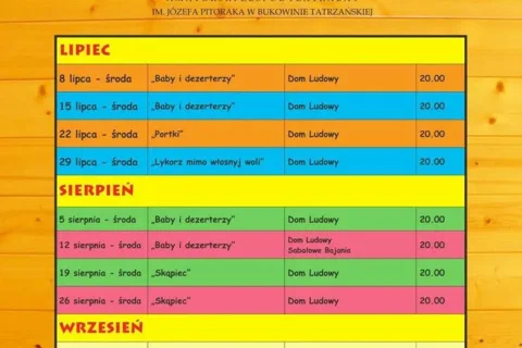 Harmonogram sztuk teatralnych lato 2015 r.