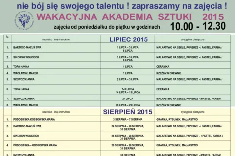 Wakacyjna Akademia Sztuki!