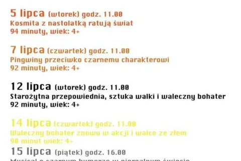 Zapraszamy na pokazy filmowe dla dzieci i młodzieży