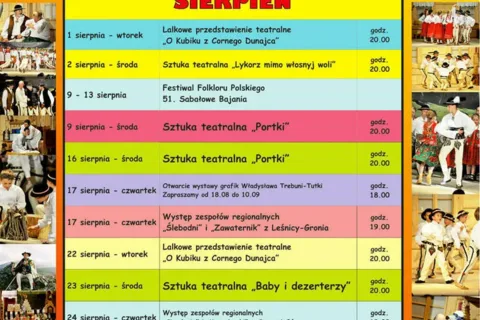 Harmonogram wydarzeń w Domu Ludowym 08/2017