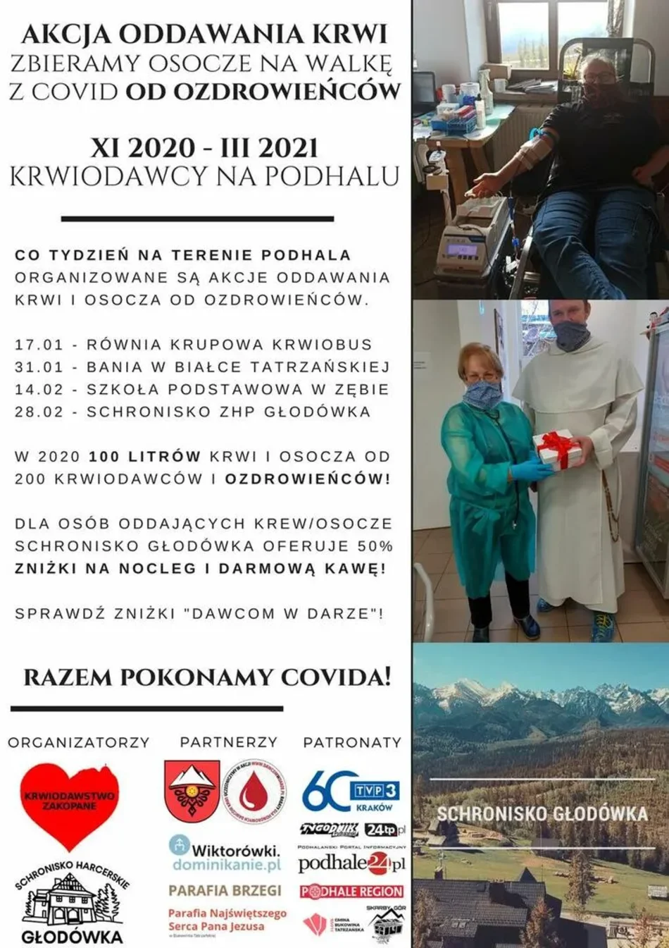 AKCJA ODDAWANIA KRWI - ZBIERAMY OSOCZE NA WALKĘ Z COVID OD OZDROWIEŃCÓW