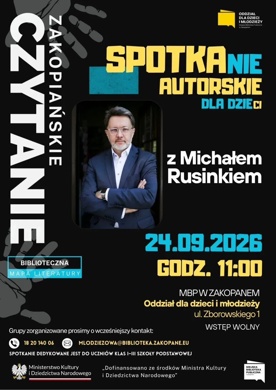 Miejska Biblioteka Publiczna w Zakopanem zaprasza dzieci na spotkanie z Michałem Rusinkiem