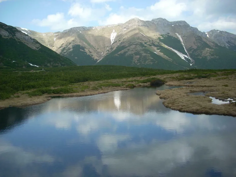 Trojrohe pleso,  w tle Tatry Bielskie