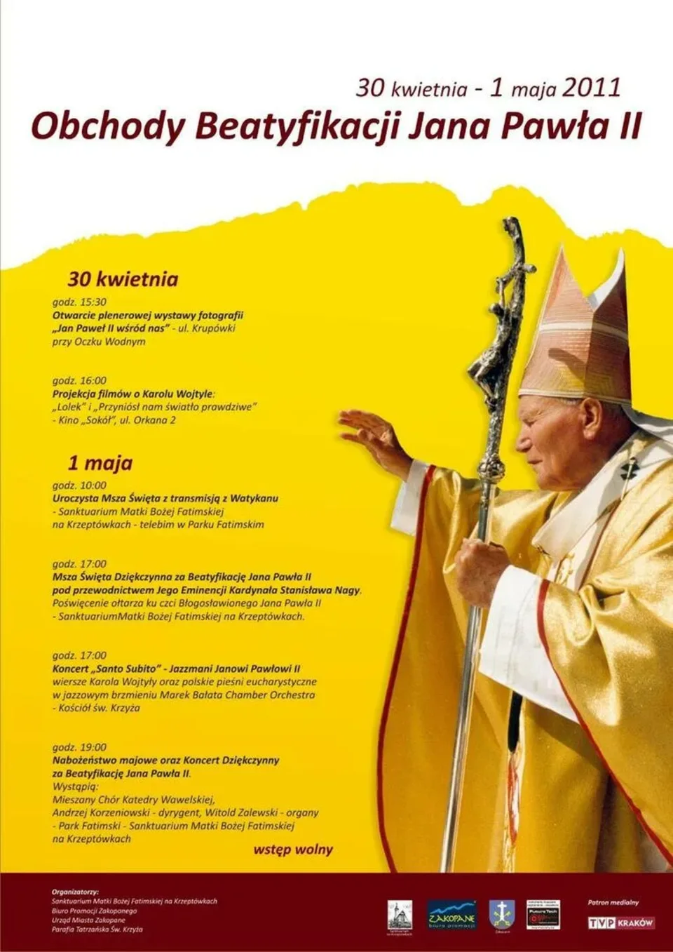 Na Krzeptówkach będzie można obejrzeć transmisję beatyfikacji