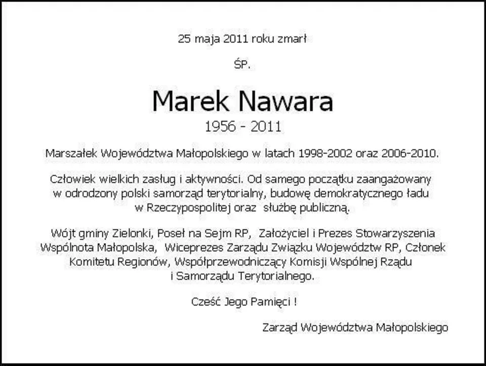 25 maja b.r. odszedł Marek Nawara