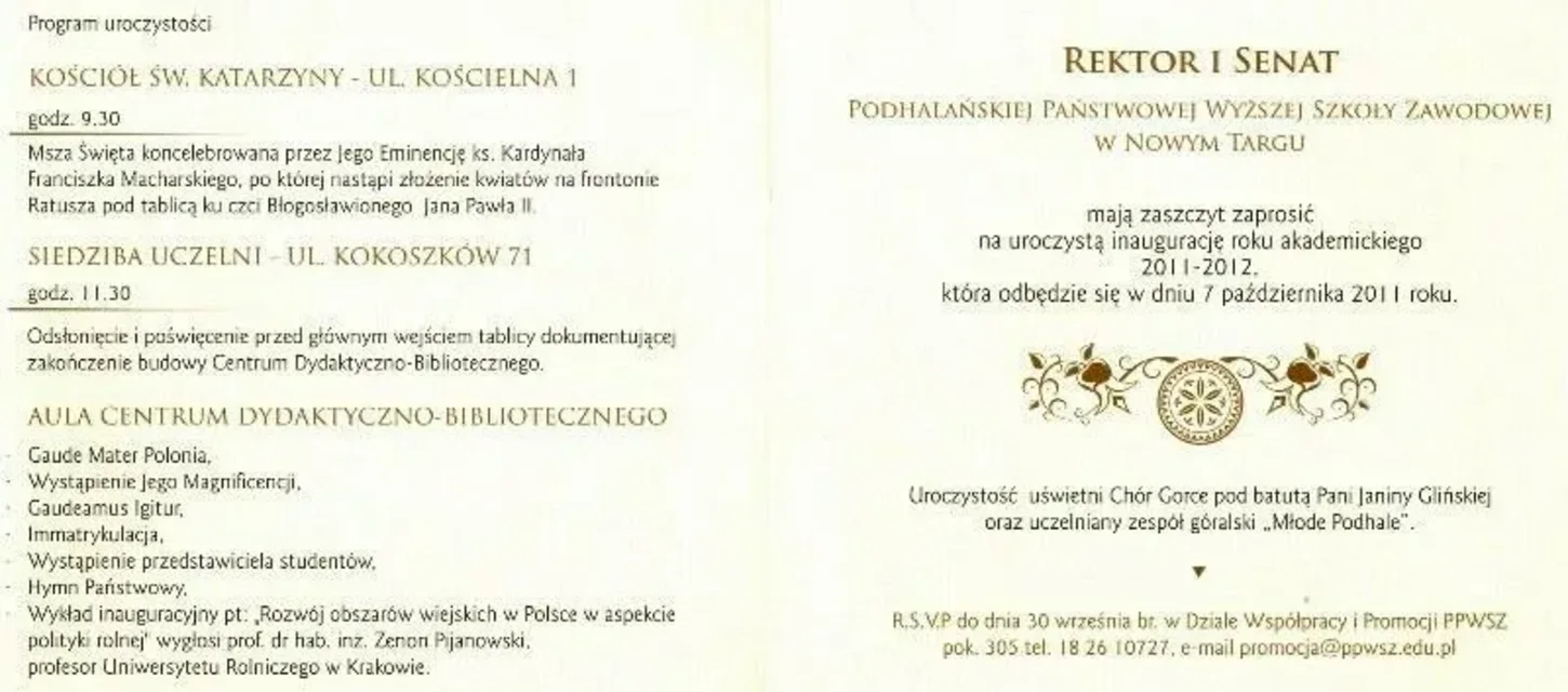 Uroczysta inauguracja roku akademickiego PPWSZ i UTW