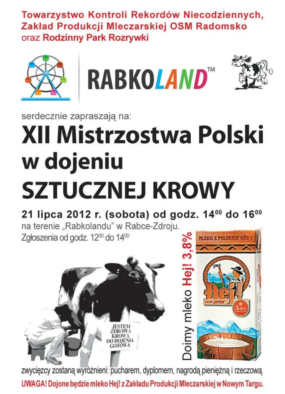 XII MISTRZOSTWA POLSKI W DOJENIU SZTUCZNEJ KROWY