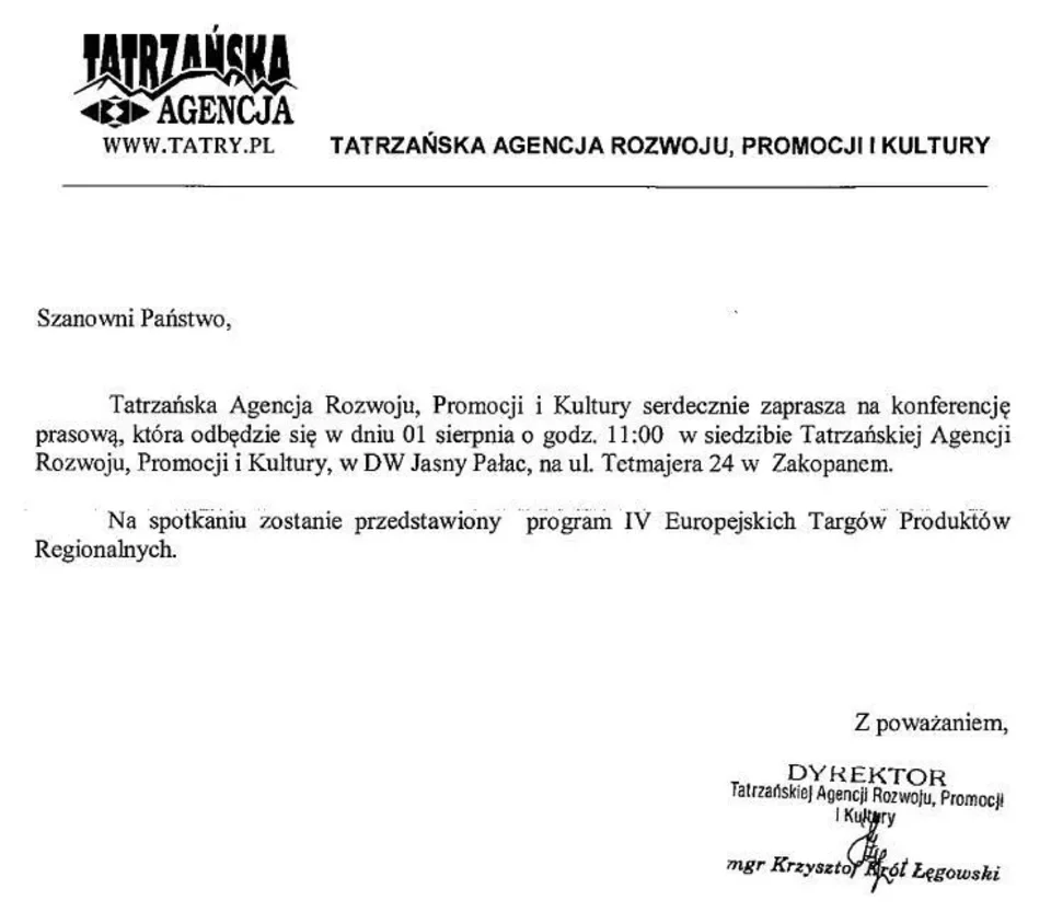 Konferencja prasowa - program IV ETPR