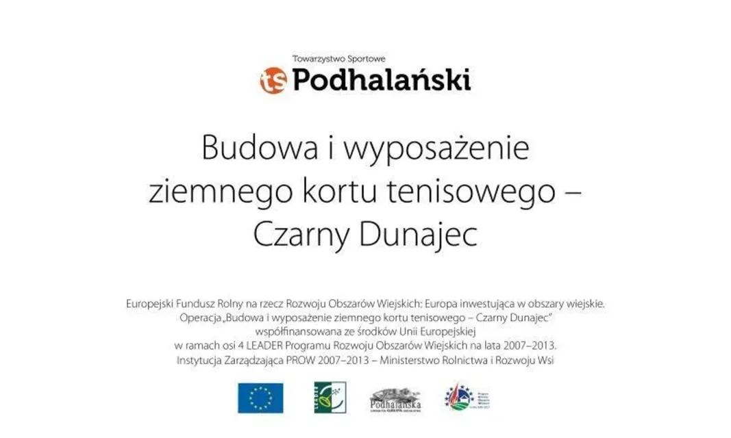 Pełnowymiarowy kort ziemny w Czarnym Dunajcu