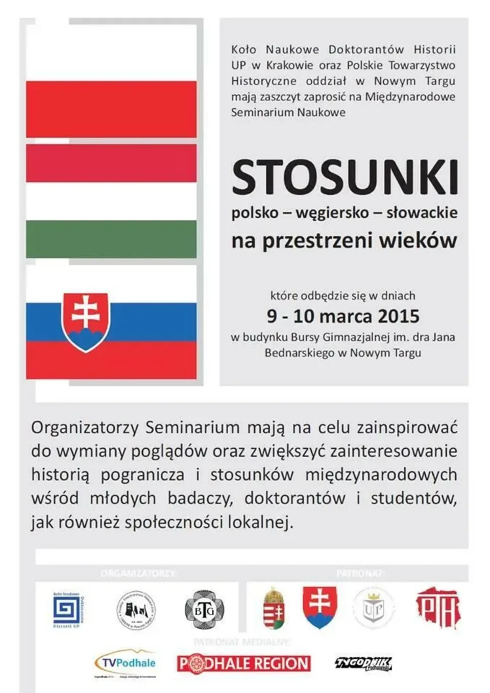 Międzynarodowe Seminarium Naukowe pt. „Stosunki polsko – węgiersko – słowackie na przestrzeni wieków