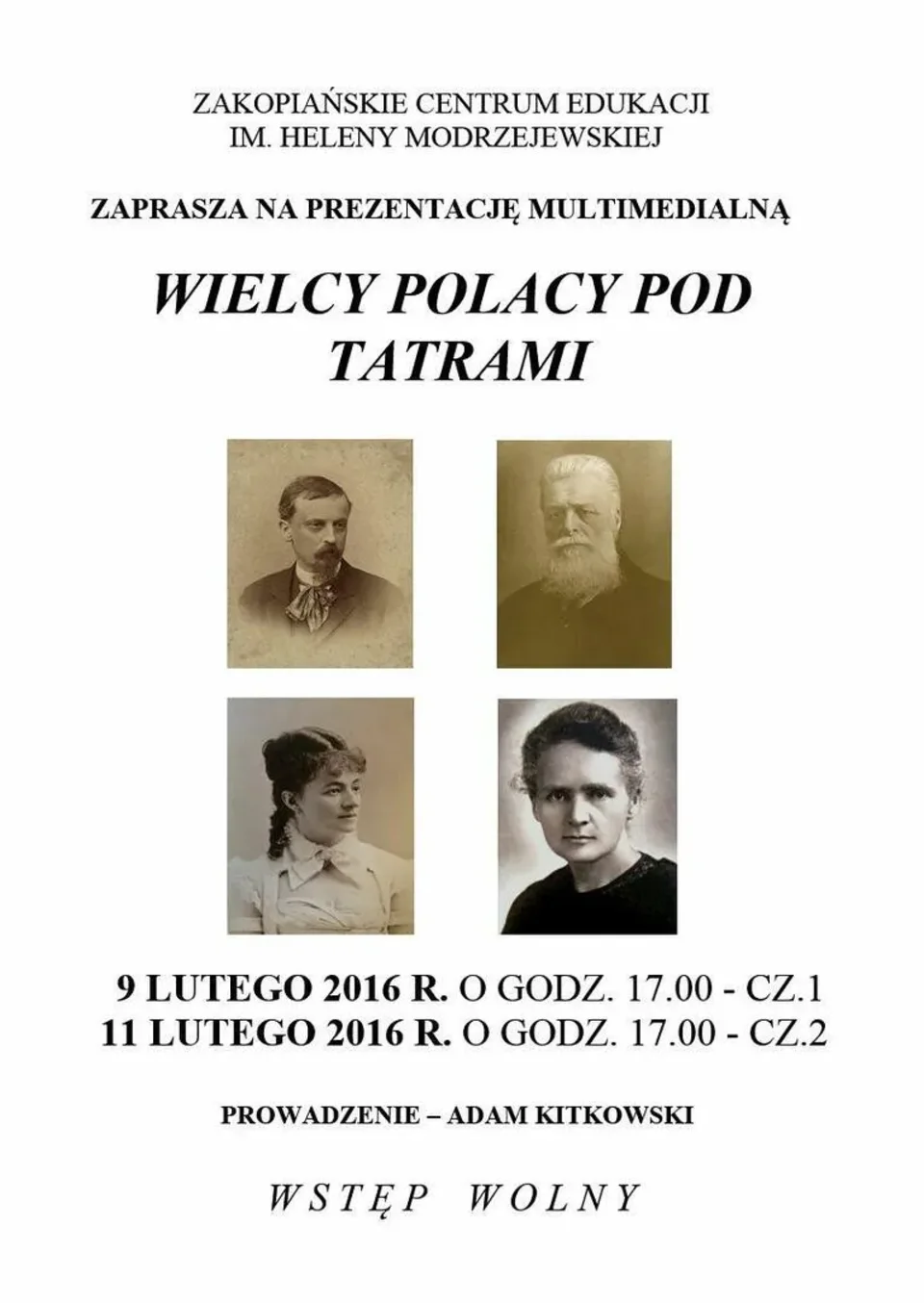„Wielcy Polacy pod Tatrami” – prezentacja multimedialna