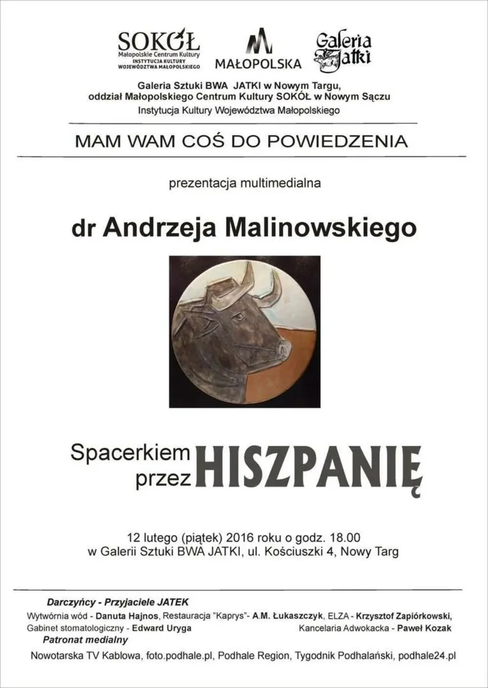 Spotkanie z cyklu Mam Wam coś do powiedzenia "Spacerkiem przez Hiszpanię"
