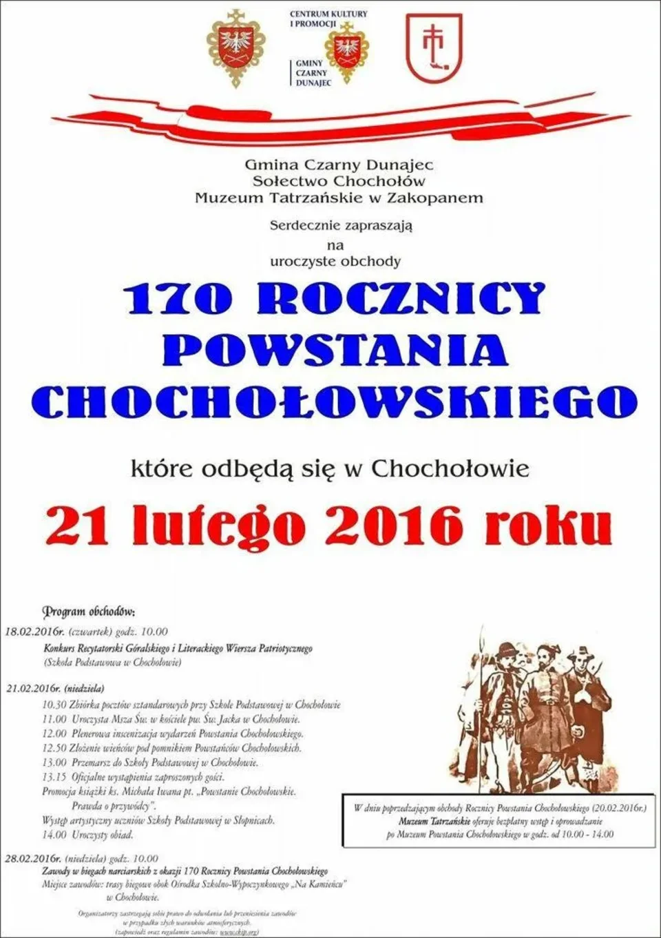 UROCZYSTE OBCHODY 170. ROCZNICY POWSTANIA CHOCHOŁOWSKIEGO