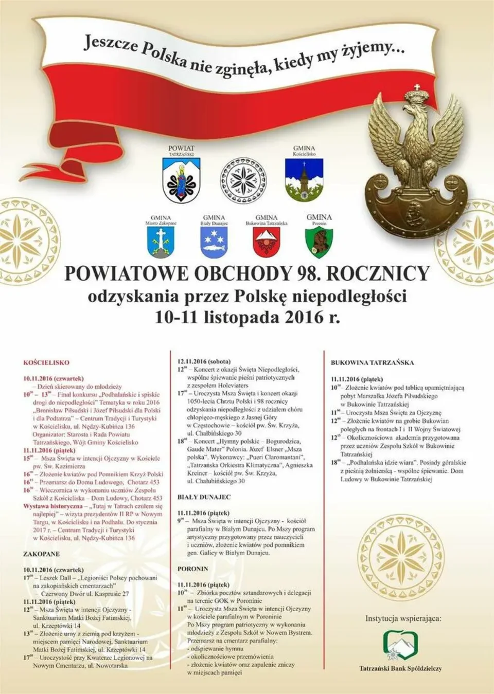 POWIATOWE OBCHODY 98. ROCZNICY odzyskania przez Polskę niepodległości