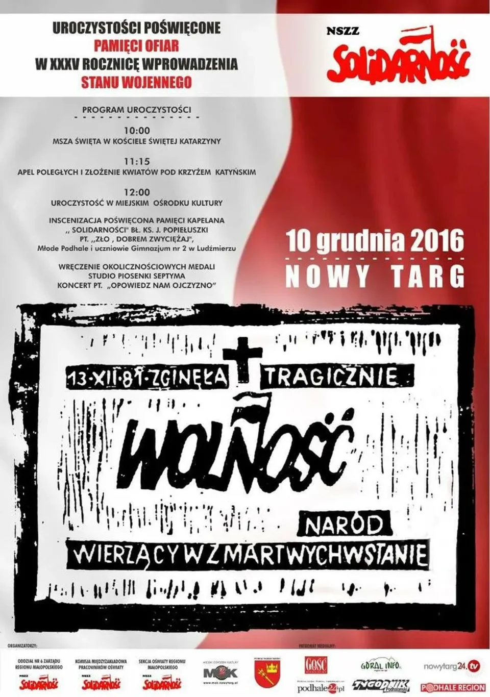 Uroczystości Poświęcone pamięci ofiar w XXXV rocznicę wprowadzenia stanu wojennego