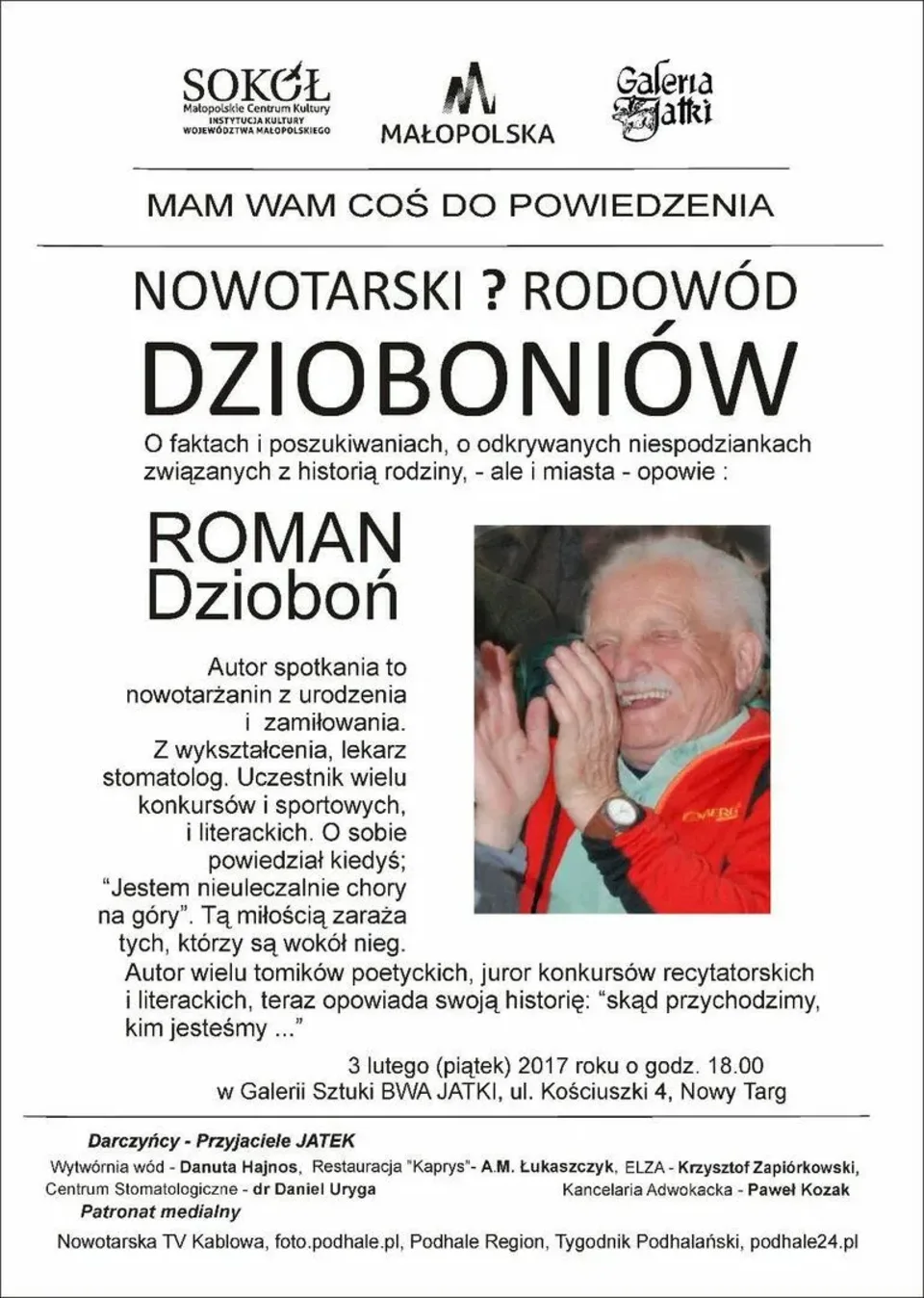 Wieczór z Romanem Dzioboniem "Nowotarski ? rodowód Dzioboniów"