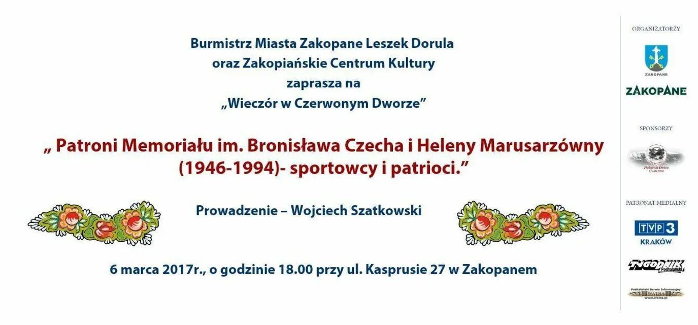 Zaproszenie na "Wieczór " w Czerwonym Dworze - 6 marca 2017