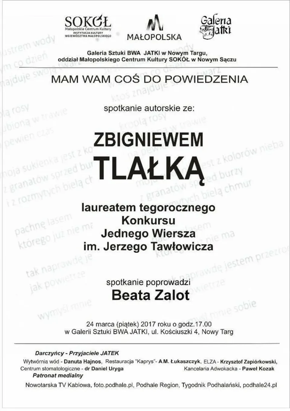 Zbigniew Tlałka - spotkanie z cyklu Mam Wam coś do powiedzenia