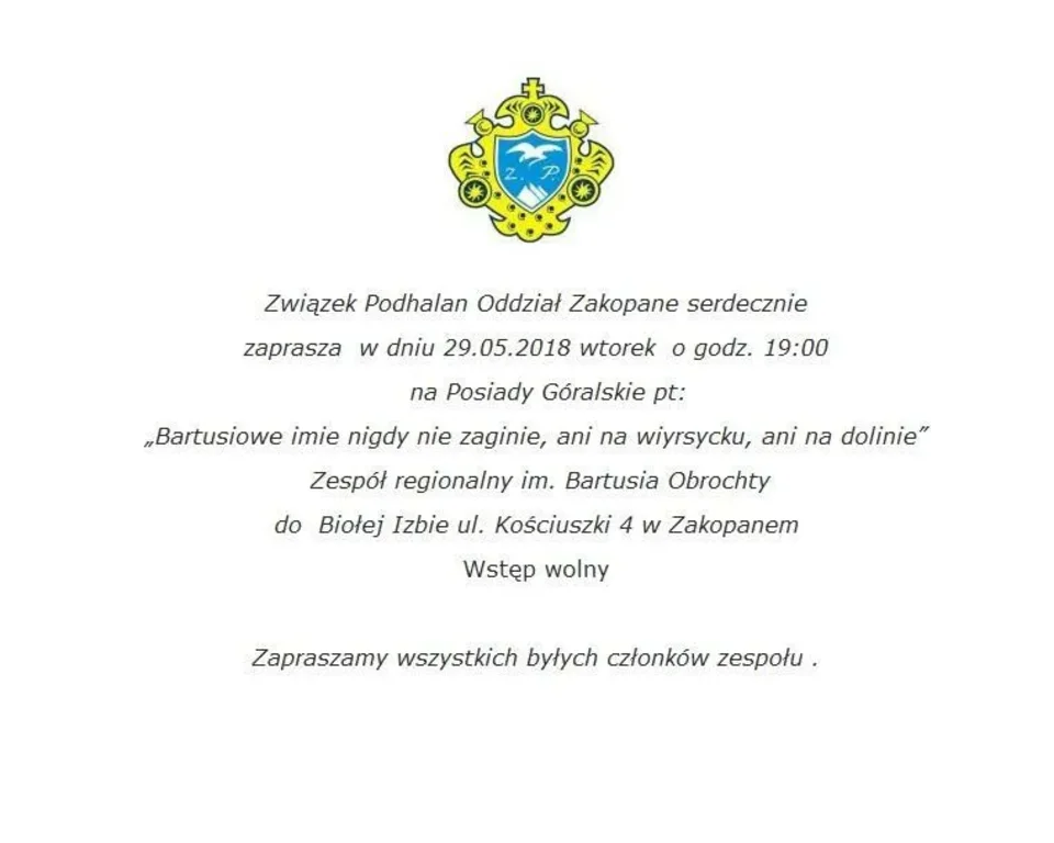 Posiady Góralskie pt: "Bartusiowe imie nigdy nie zaginie, ani na wiyrsycku, ani na dolinie&quot