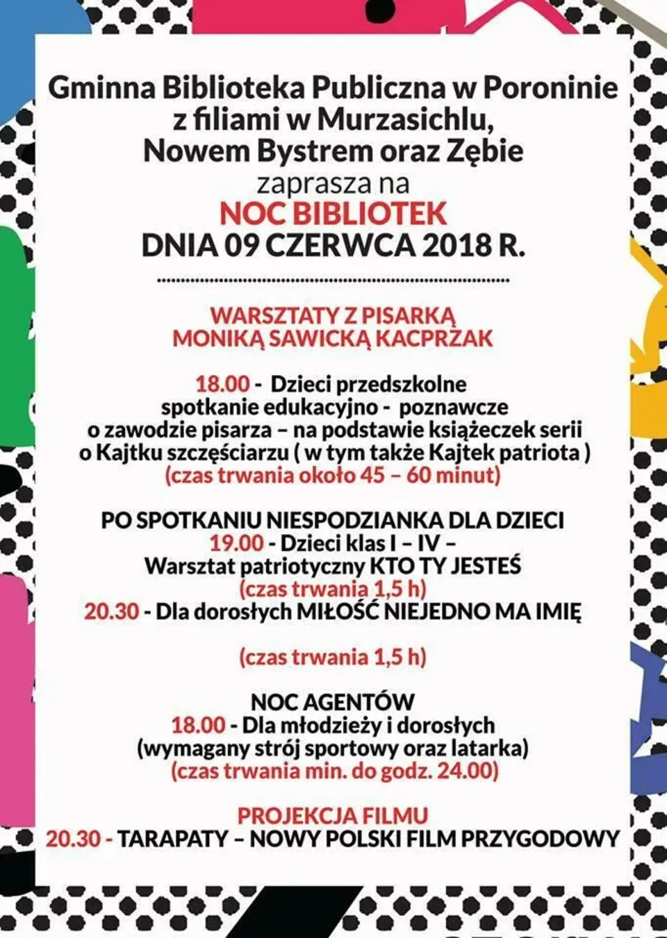 PROGRAM NOCY BIBLIOTEK W PORONINIE