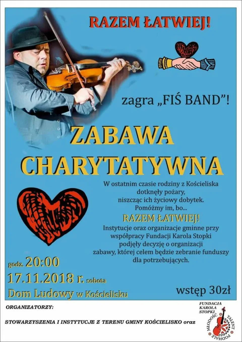 Zabawa charytatywna w Kościelisku - RAZEM ŁATWIEJ!