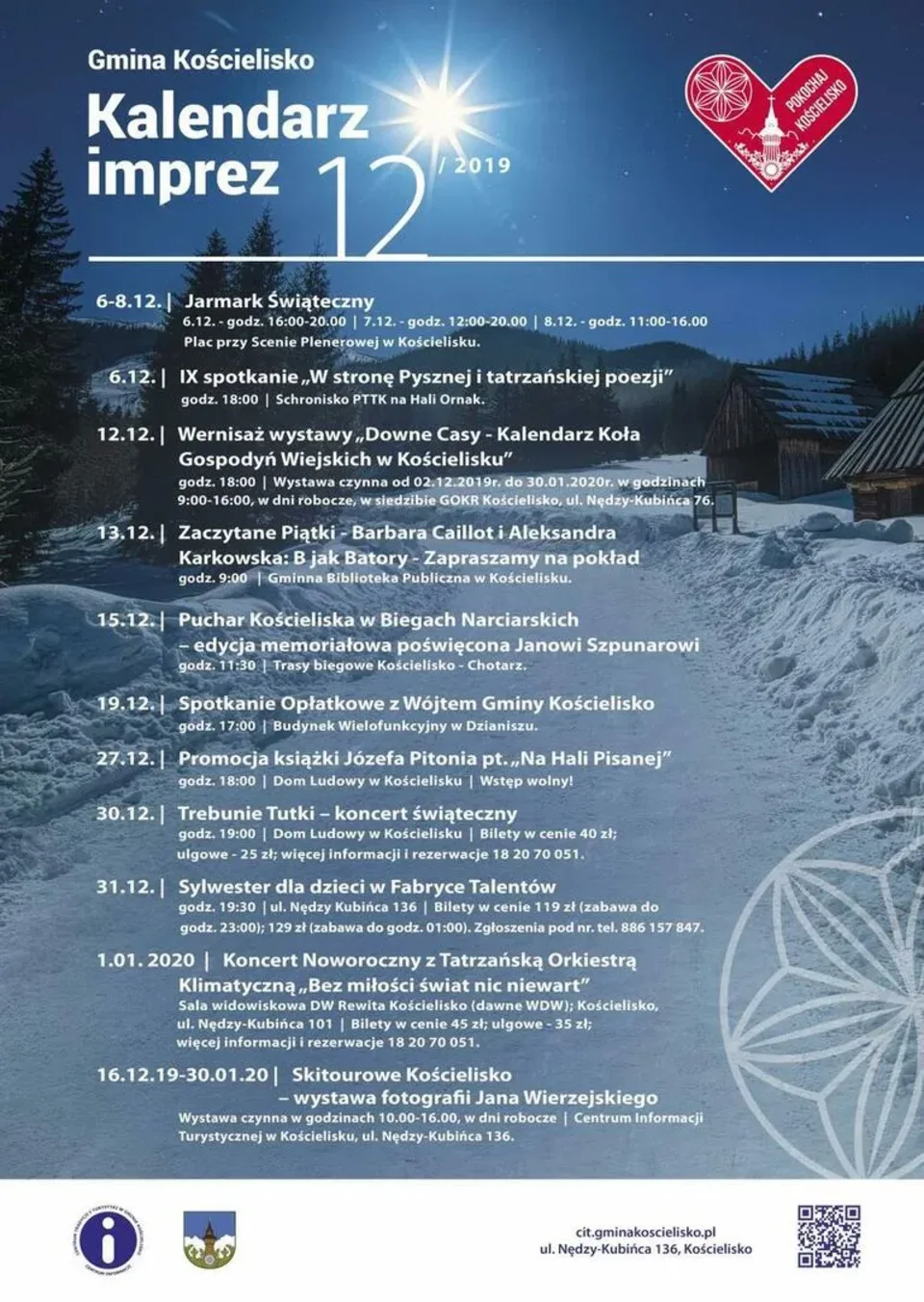 Gmina Kościelisko - Kalendarz imprez 12/2019