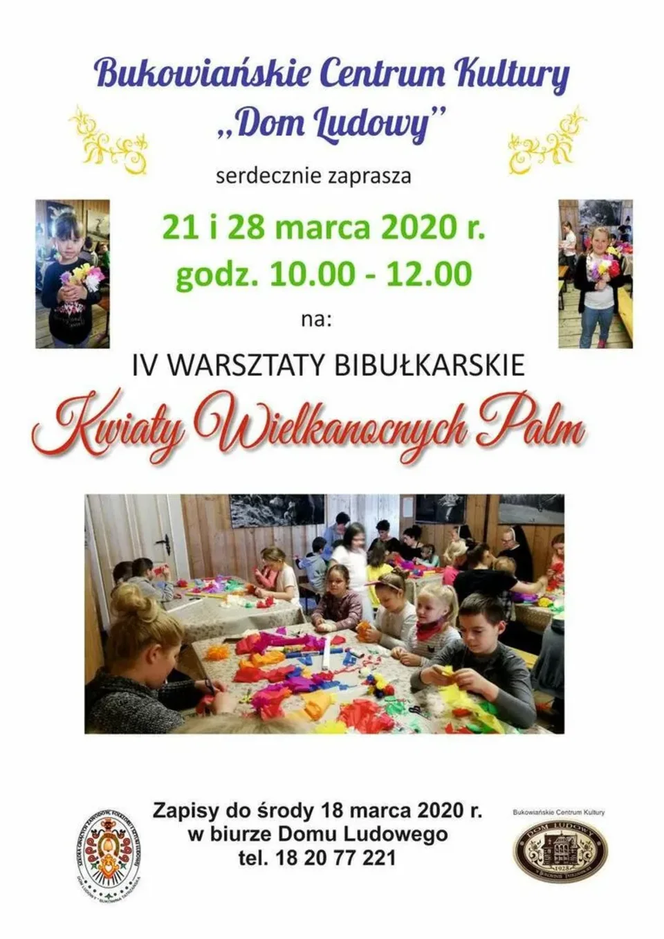 "Kwiaty Wielkanocnych Palm" IV warsztaty bibułkarskie w Domu Ludowym
