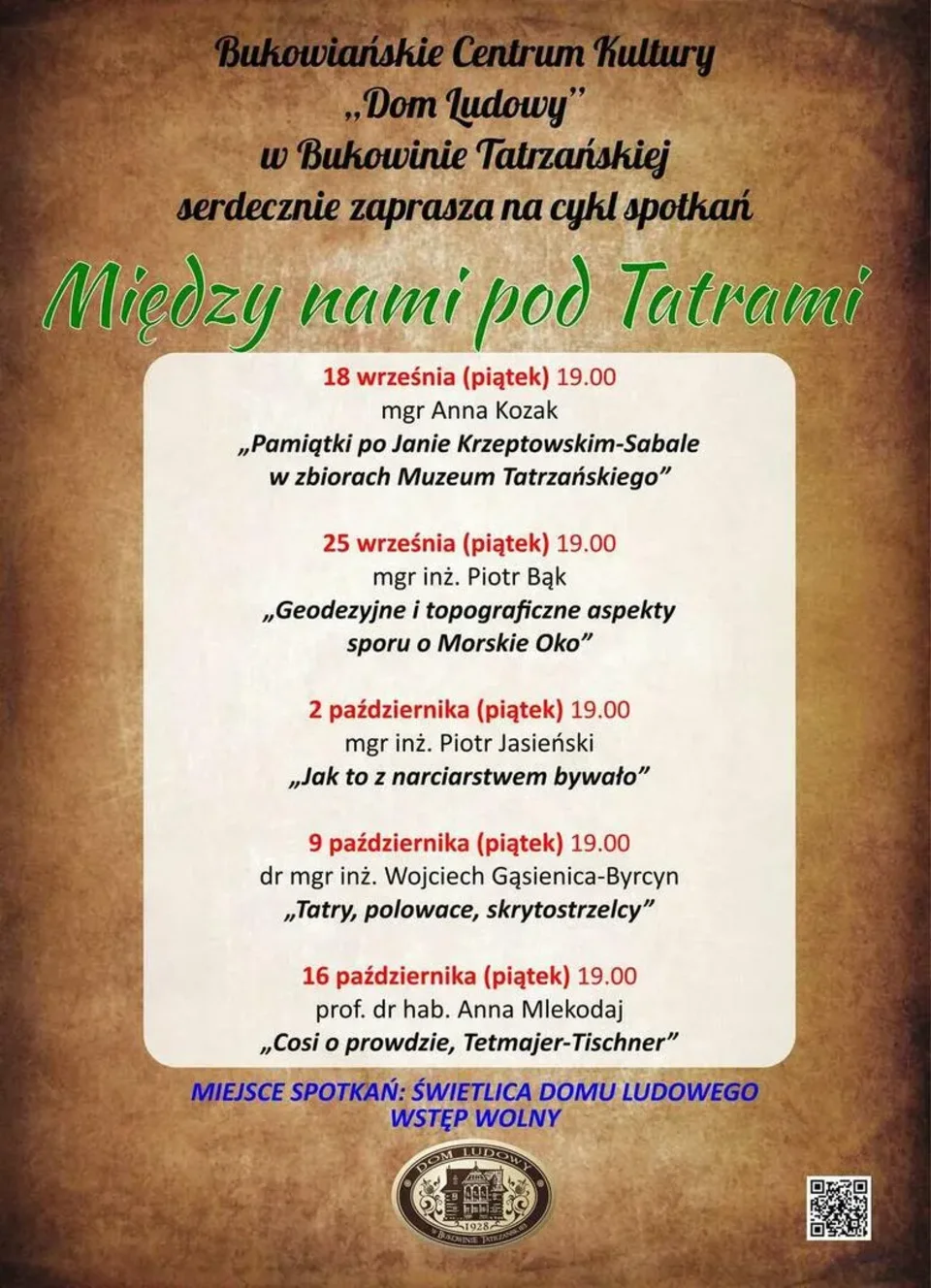 Cykl spotkań "Między nami pod Tatrami"