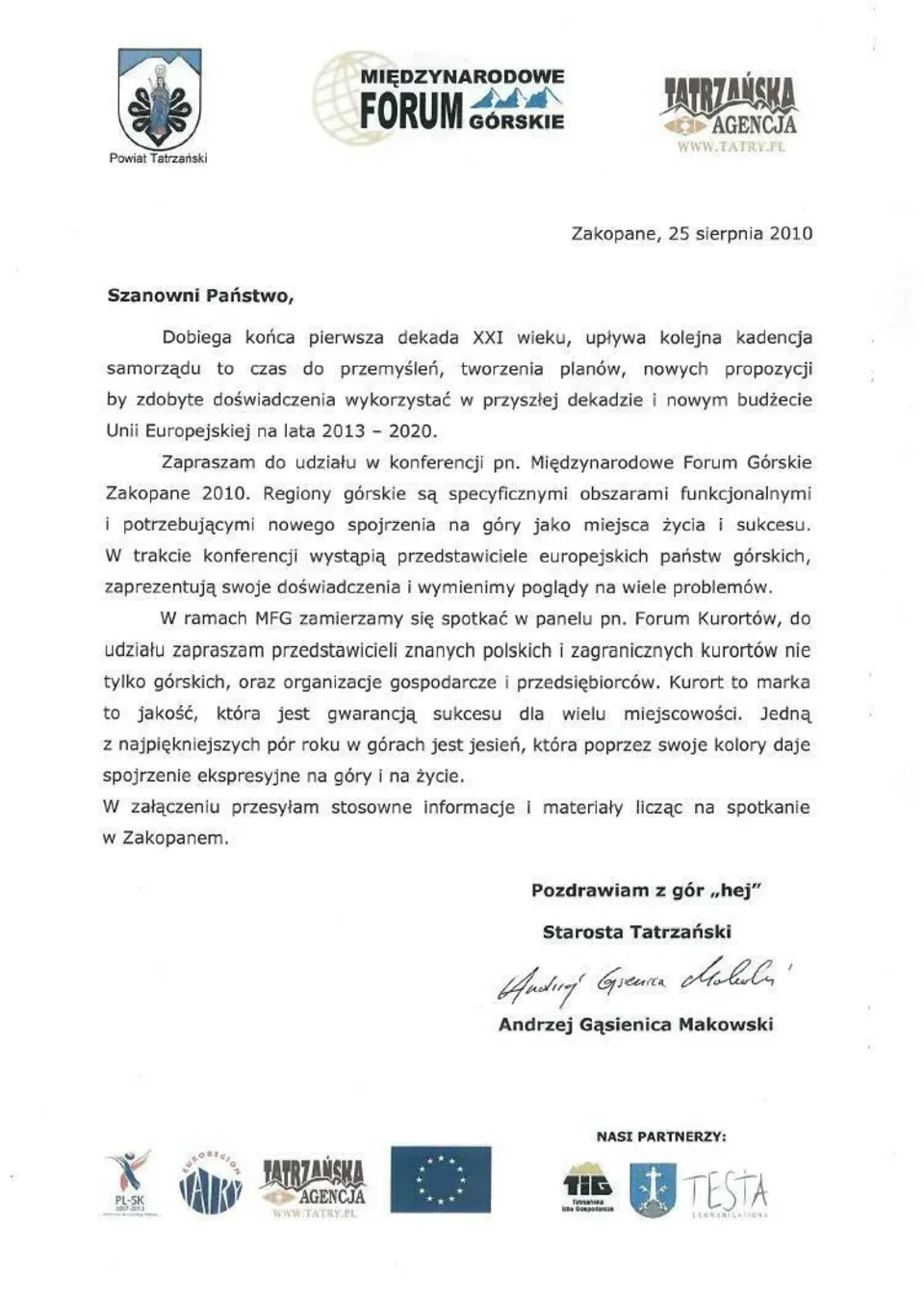 Międzynarodowe Forum Górskie - Zaproszenie