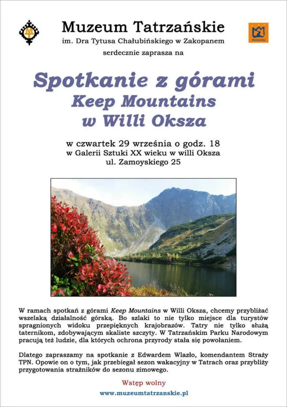 Spotkanie z górami Keep Mountains w Willi Oksza