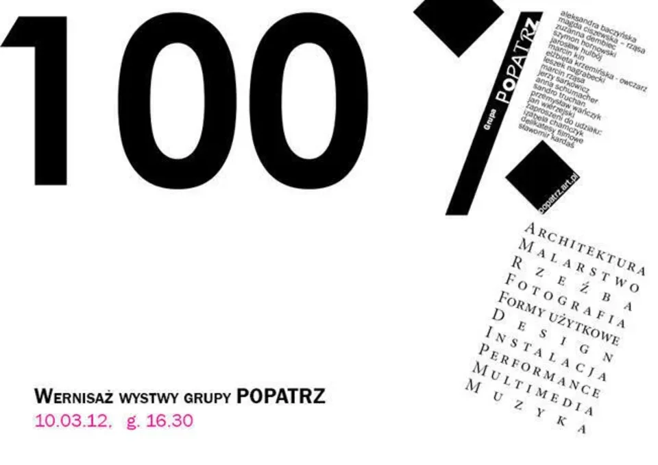 Zaproszenie na wystawę grupy Popatrz "100%"