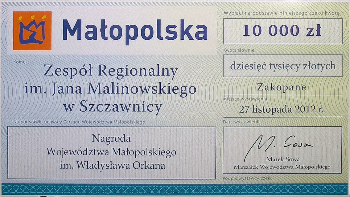 NAGRODA WOJEWÓDZTWA MAŁOPOLSKIEGO IM. WŁADYSŁAWA ORKANA