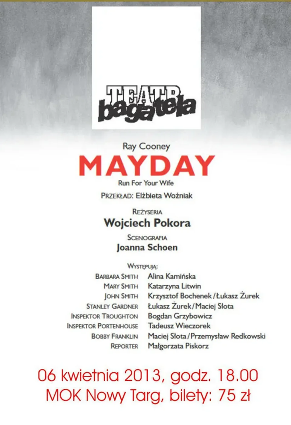 Teatr Bagatela ze spektaklem "Mayday" w MOK