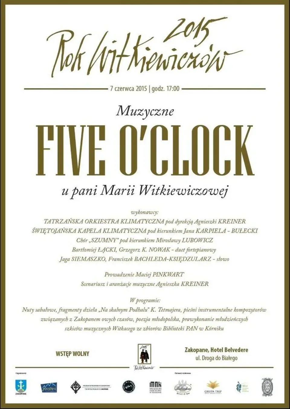Koncert MUZYCZNE FIVE O'CLOCK u pani Marii Witkiewiczowej