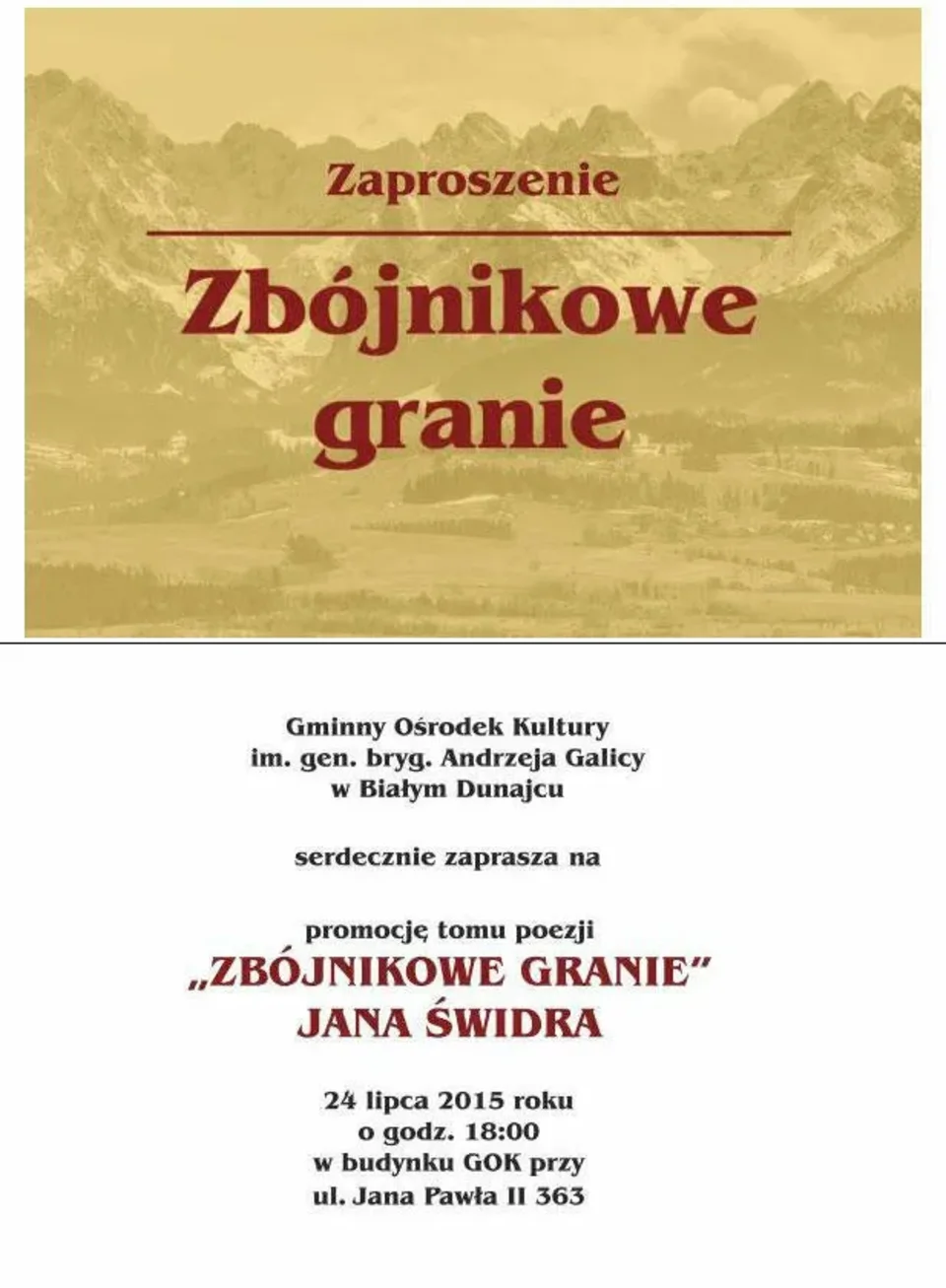 Promocja tomu poezji Jana Świdra pt. "Zbójnikowe granie"