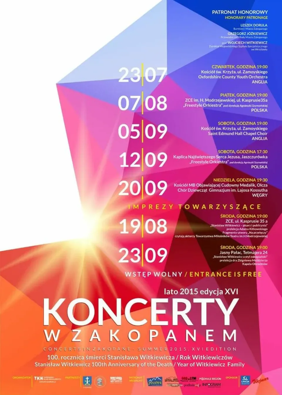 KONCERTY W ZAKOPANEM – lato 2015 edycja XVI
