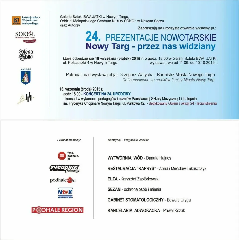 Wernisaż wystawy "24. Prezentacje Nowotarskie - Nowy Targ przez nas widziany"