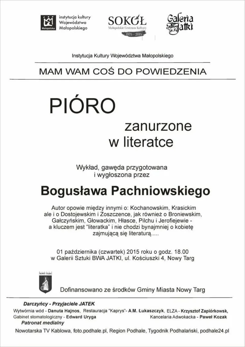 Gawędziarskie spotkanie "Pióro zanurzone w literatce"