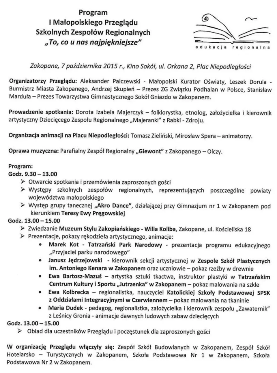 I Małopolski Przegląd Szkolnych Zespołów Regionalnych