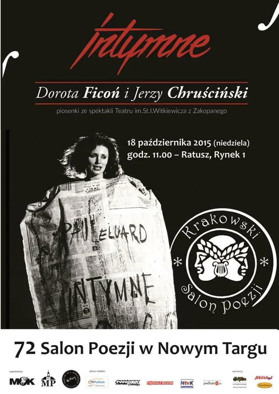 72 salon poezji w Nowym Targu pt. "Intymne" piosenki ze spektakli Teatru im. St. I. Witkie