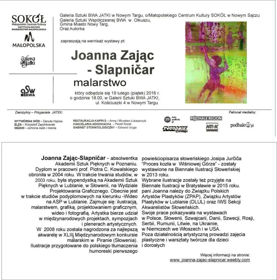 Wernisaż wystawy Joanny Zając - Slapnicar