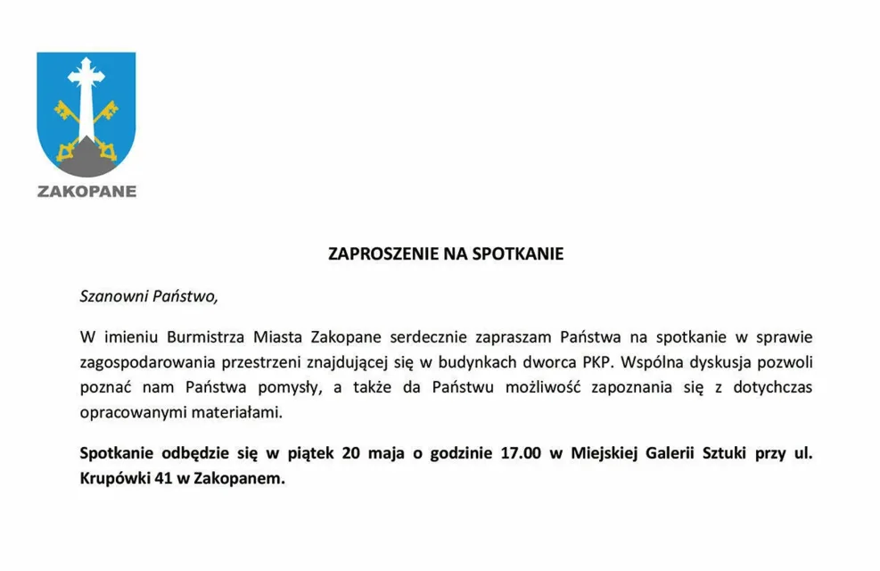 Spotkanie w sprawie DWORCA PKP w Zakopanem