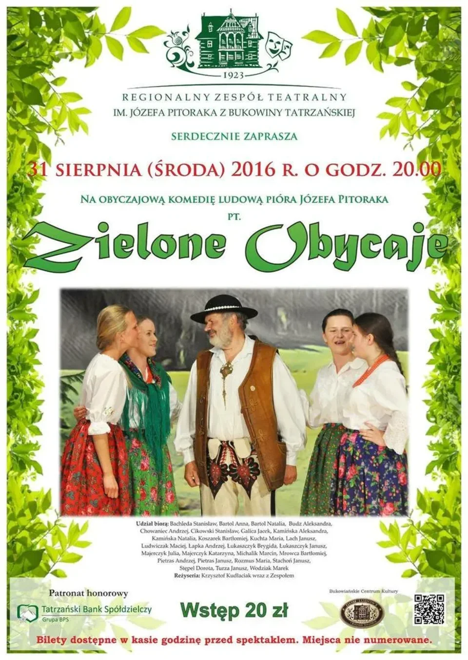 Sztuka teatralna "Zielone Obycaje"