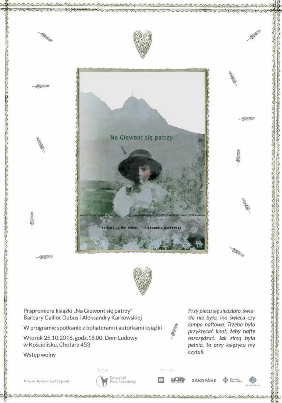 Prapremiera książki "Na Giewont się patrzy"