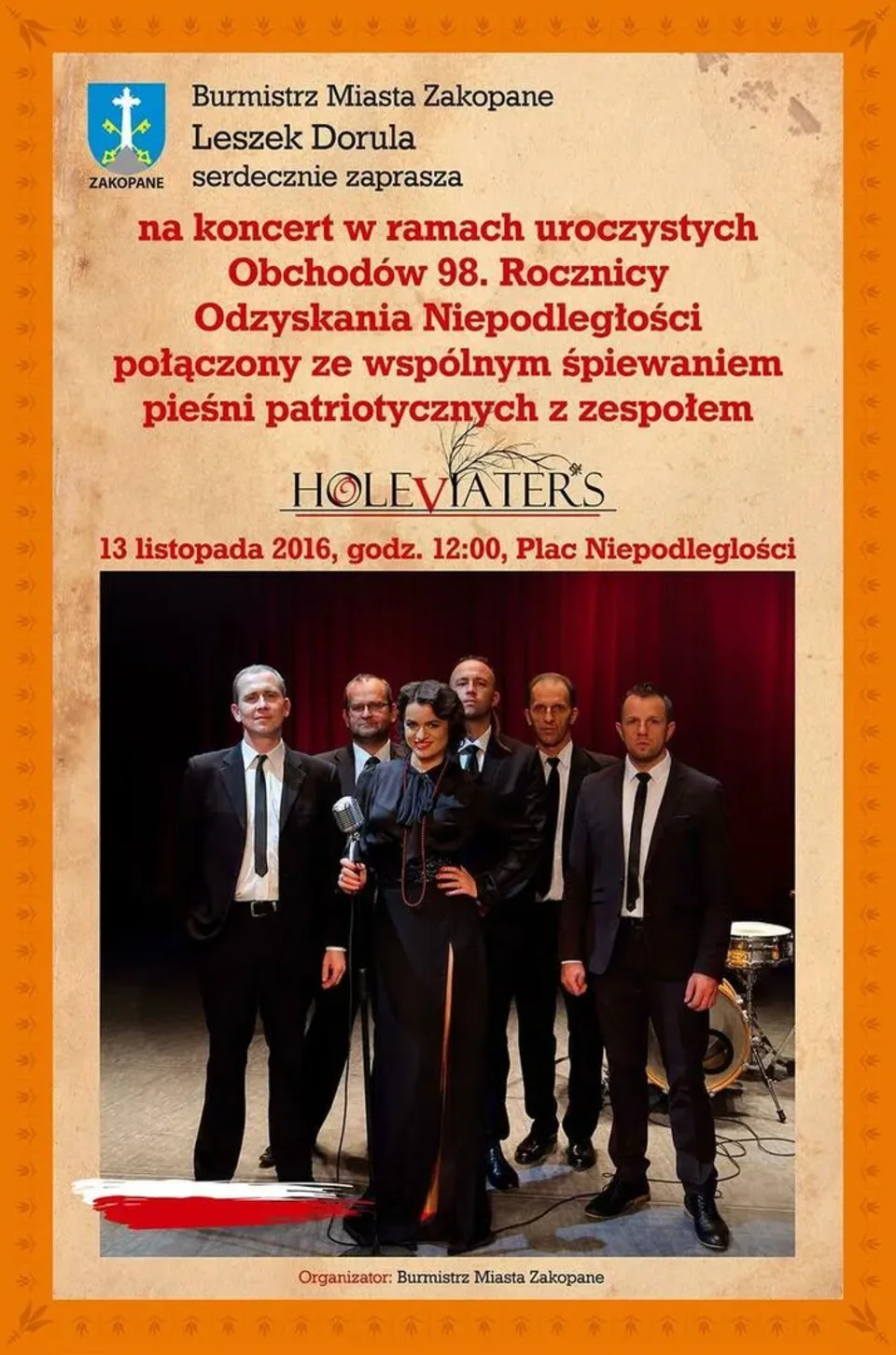 Wspólne śpiewanie pieśni patriotycznych z zespołem Holeviaters
